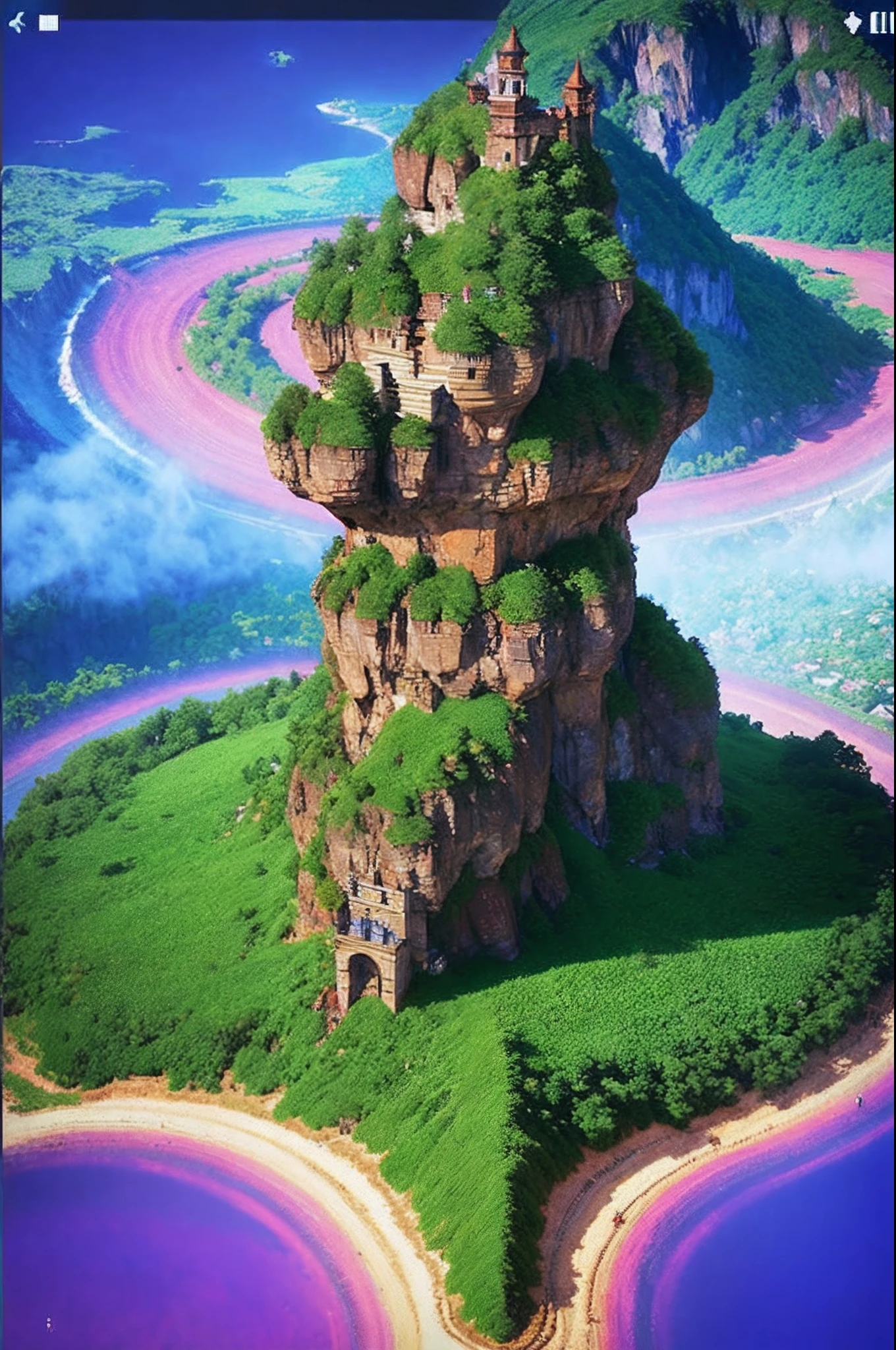 pixel game《dragon quest》,Game character design,(cavalier:1.4),European castle,Thick clouds,surrounded by cloud,16-bit pixel art