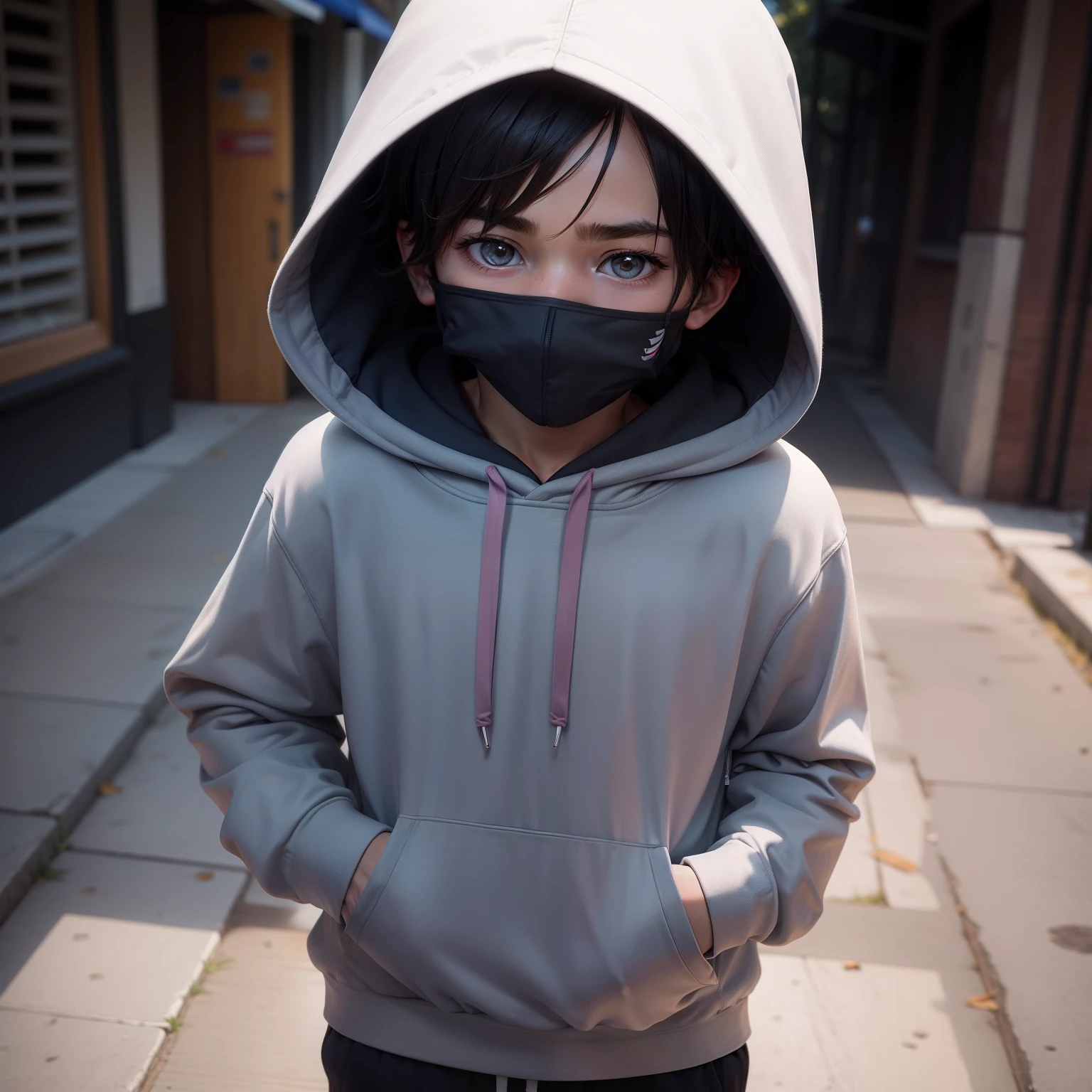 A boy bearing hoodie hiding the face