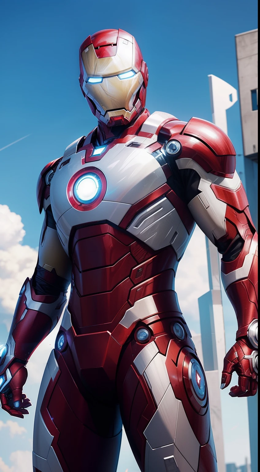 ironman (white) от Marvel Comics, fantasy setting, Dynamic poses, whitebackground, Character concept, character art, Character portrait, tmasterpiece, beste-Qualit, best resolution, 8K