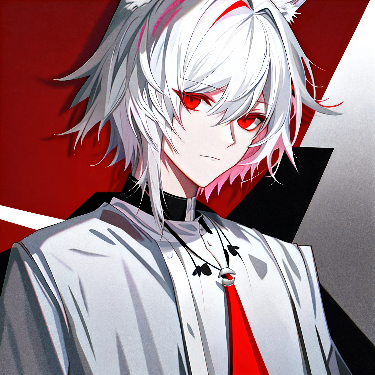 cat ear,White hair and red eyes,younge boy,1boy