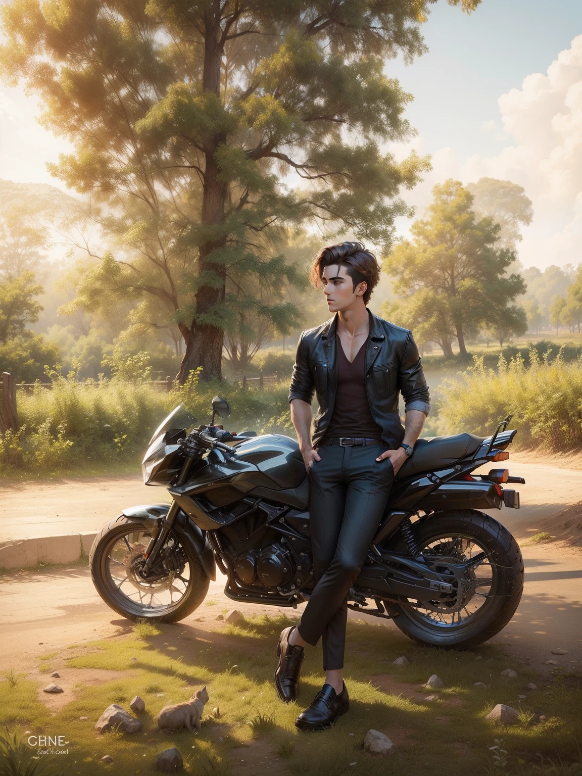 Handsome boy, realistic face, techinical back ground