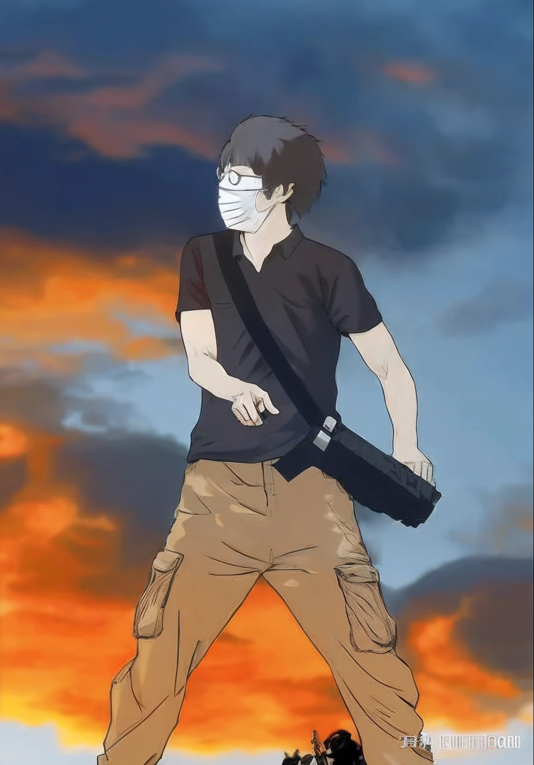 Caricature of a man with a gun and a mask, as an anime character, kentaro miura manga style, Epic anime style, kentaro miura manga art style, miura kentaro style, In a Japanese anime style, kentaro miura art style, 2022 anime style, 2 0 2 2 anime style, In anime style