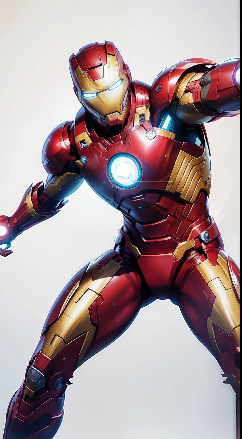 ironman (gold) от Marvel Comics, fantasy setting, Dynamic poses, whitebackground, Character concept, character art, Character portrait, tmasterpiece, beste-Qualit, best resolution, 8K