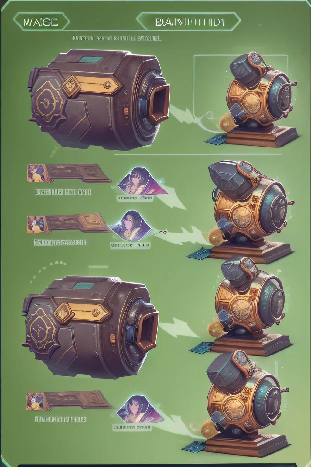Bandwidth mage items and skill images on slides