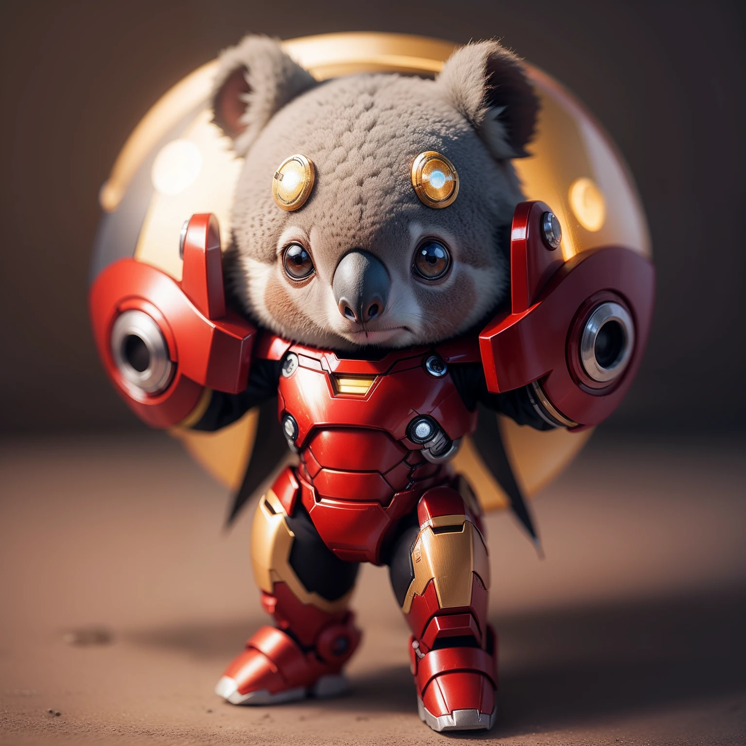 Cute koala in Iron Man suit, Small, Tiny, estilo chibi, Full body, Sharp Focus, 8K Wallpaper, masutepiece