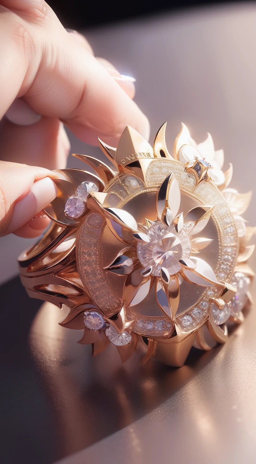 ((((ring)))),diamond,Fine lines,Close-up Shot Shot,gyuru,Beautiful ring,Petal design,Top designer work