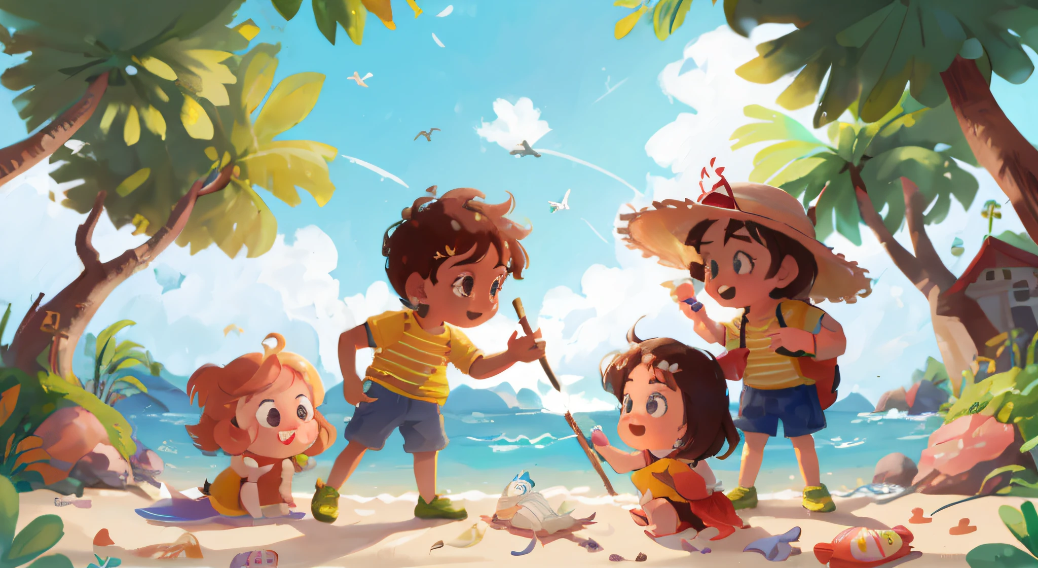 Navigating the Joyful Sea
With the map in your hands, os amiguinhos decidiram construir um barquinho de papel. They put him in the water and followed as they floated. Enquanto navegavam, viram golfinhos pulando nas ondas e uma tartaruga sorrindo nadando devagar. "Olhem!", iniciou Lucas, "Ilhas pequeninas!" Eles pararam em algumas ilhas, collecting colorful pebbles and laughing as they wet their little feet in the water.
user o pronpt anterior para continuar a historia