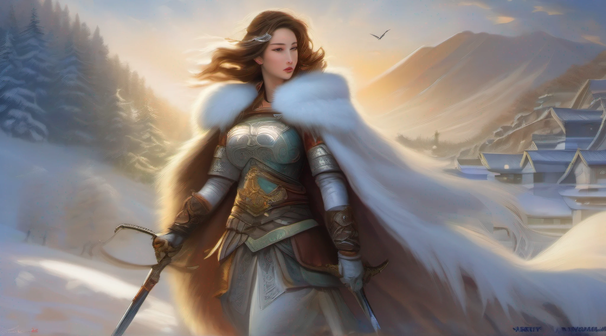 Brave、wisdom、The elegant Valkyrie is full of lofty ideals and courage，On the slopes of Nagasaka, Air runs through Changhong，