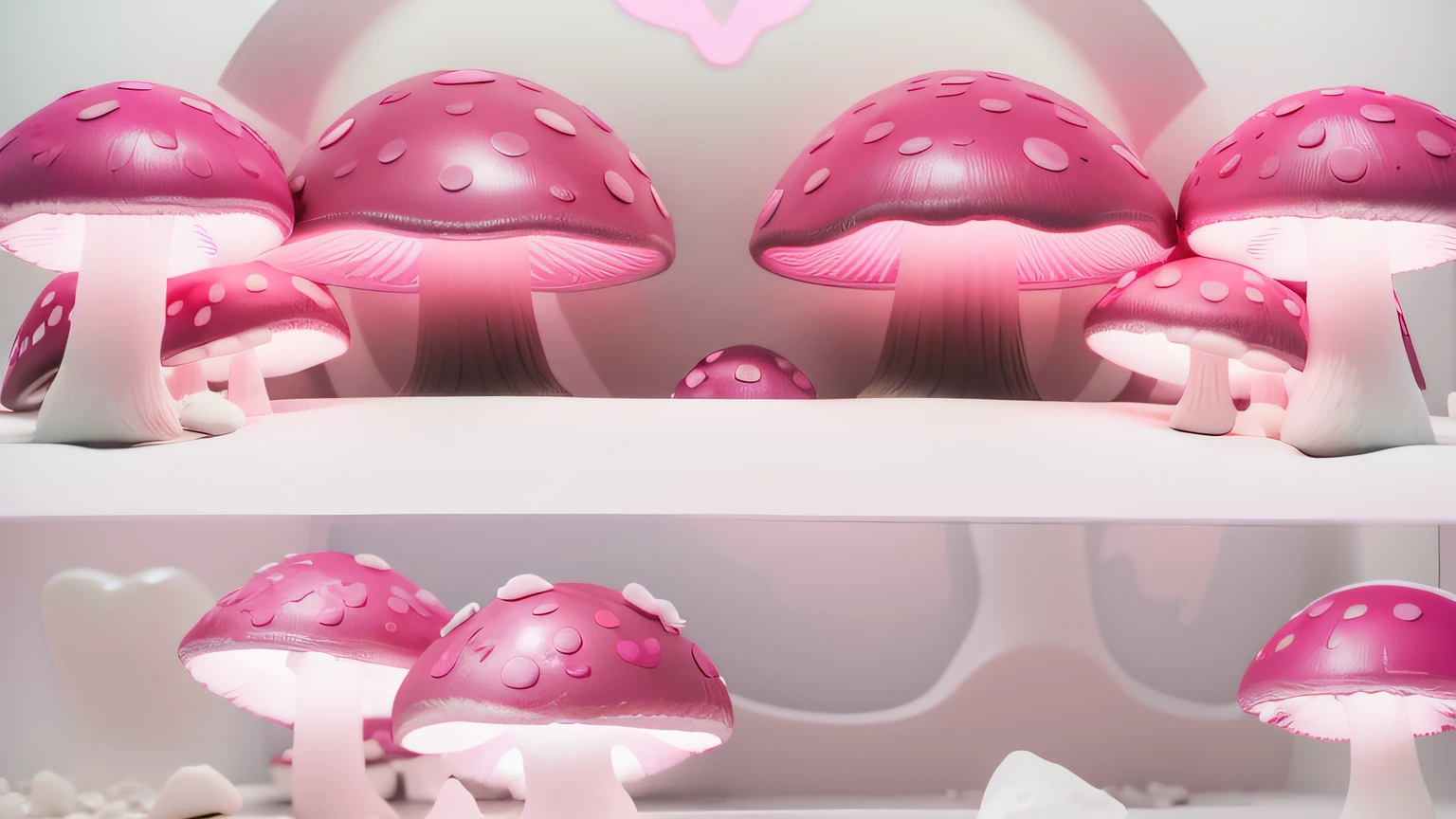 uma mesa branca. mesa. mesa. maquete. Neon dark pink mushroom. maquete. Neon Mushroom. cotton. maquete. neon light. cotton. maquete. dark pink mushroom.