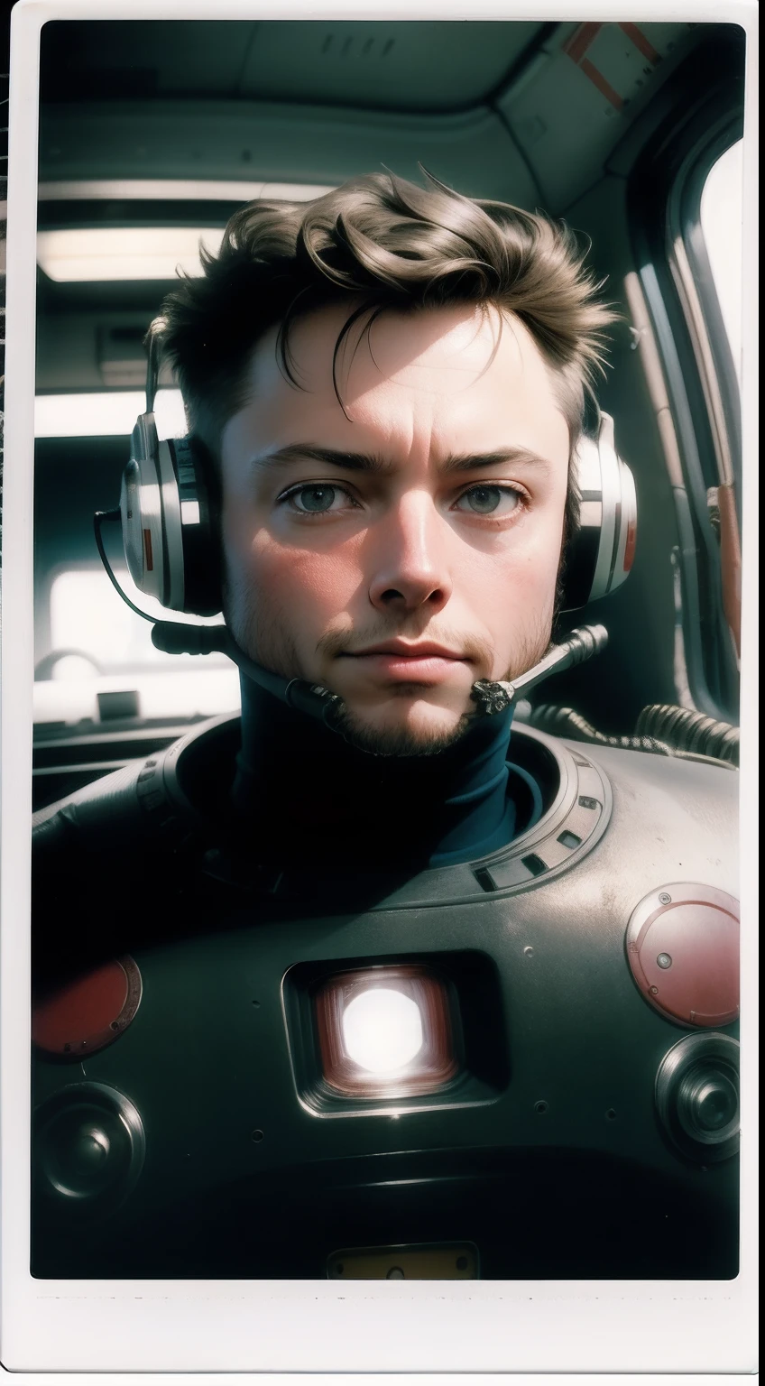 1800 Polaroid photo portrait Elon Musk standing, old school, classic