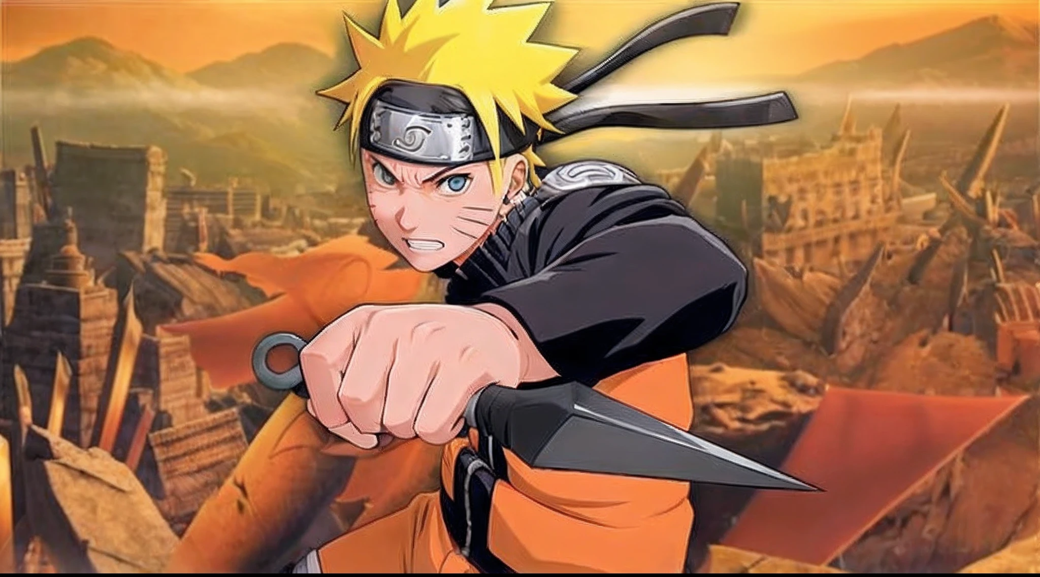 character with sword in hand pointing at camera, naruto uzumaki, naruto artstyle, naruto, shinobi, best character design, holding kunai, epic style, realistic, 8k, ultra, real life man