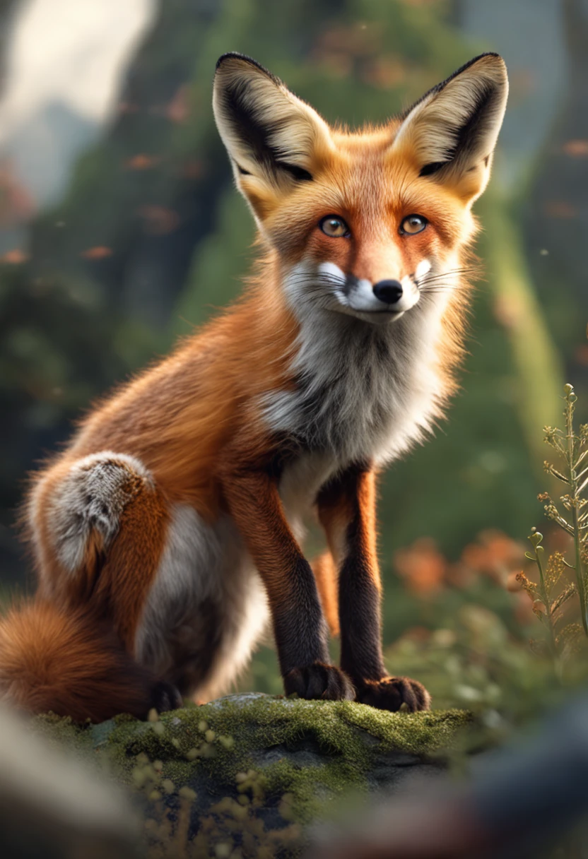 fox ears, high detail, UHD, Beauty, charming, long legs