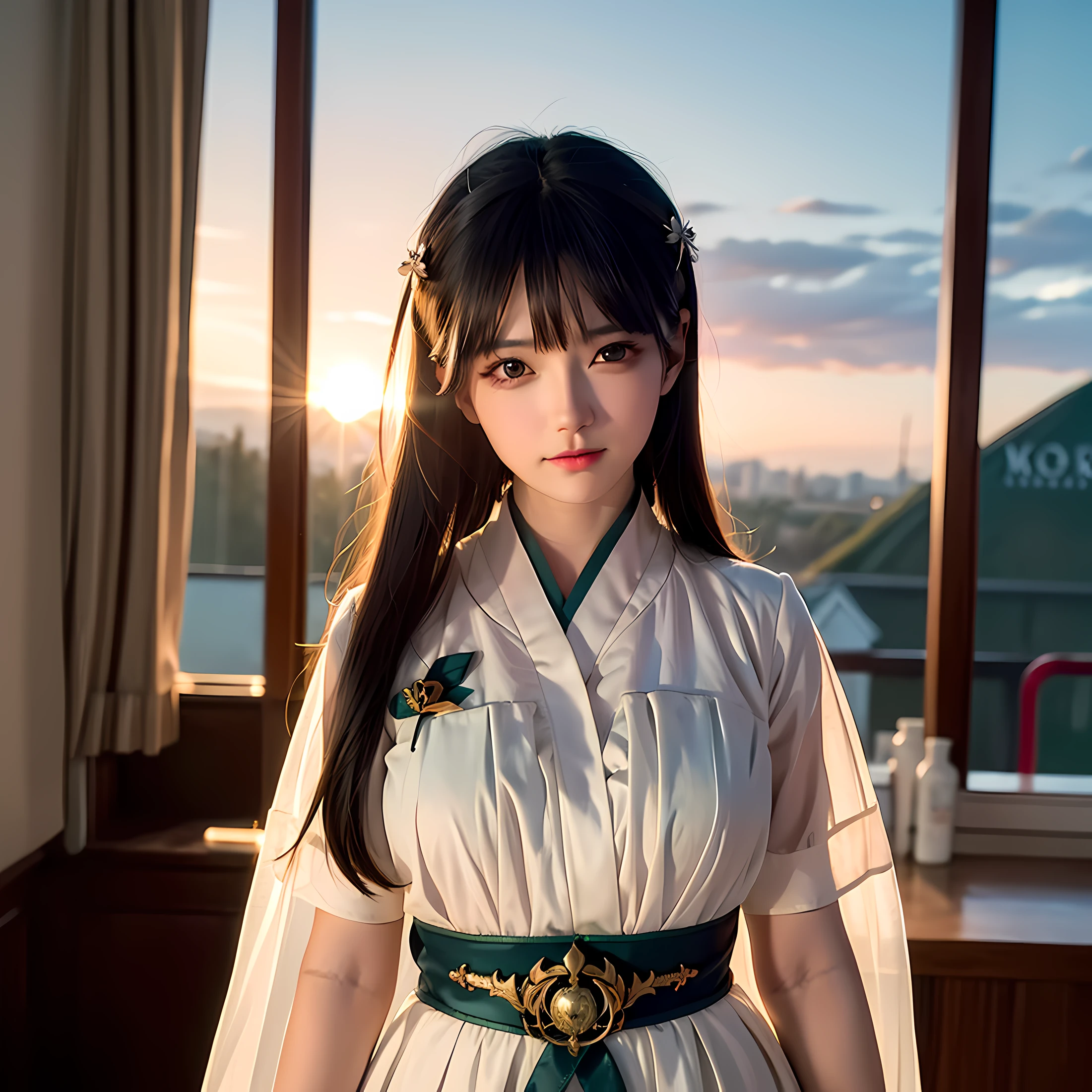 Anime girl in uniform with blue bow tie, Fubuki, anime moe art style, hanayamata, anime styled」, hana yata, sayori, Kotegawa Yui, Kantai Collection Style, shikamimi, inspired by Yuki Ogura, lolish, magical school student uniform, Belly dancers with golden light dance in aquamarine oriental tents,Wearing a long green dress and a red shirt , Iridescent sky, Crystal Ocean, Marine life,prime time, No hands, focus on hips, focused on the eyes, Eyes open, Blue eyes , Cyberpunk, Full Focus, The face and focus are on the eyes,On the nose and closed mouth , ultra detailed artistic photography, midnight aura, Night sky, Detailed gorgeous face, Dreamy, Glowing, The light from the back window is backlighted, Glamour, glimmer, Shadows, oil on the canvas, Brush strokes, smooth, hyper HD, 8K, Unreal Engine 5, super sharp focus,, Art germ, loish, sfv, masterpiece of intricate artwork, Ominous, matte painting film poster, Golden ratio, trending on CGSociety, Intricate, Epic, trending on artstationh, By Artgerm, h. r. Giger and Beksinski, Highly detailed, vibrant, production cinematic character render, ultra high quality model