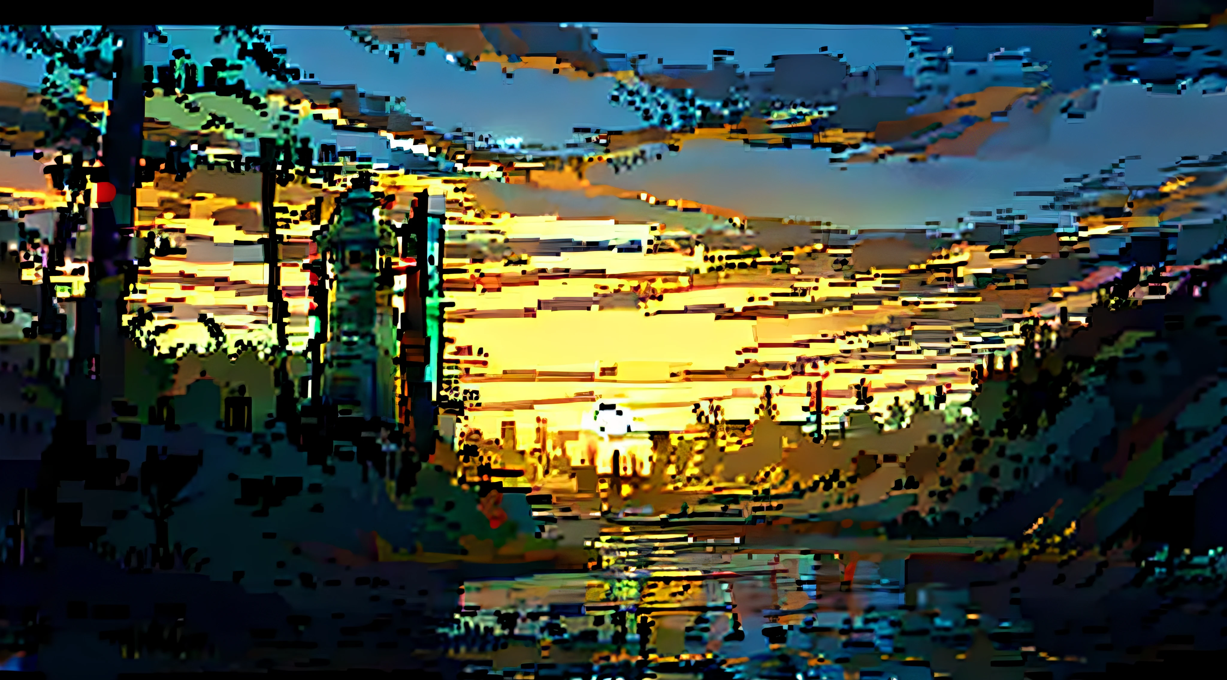 Faraway view，westward，Wasteland，the sunset，pixelart