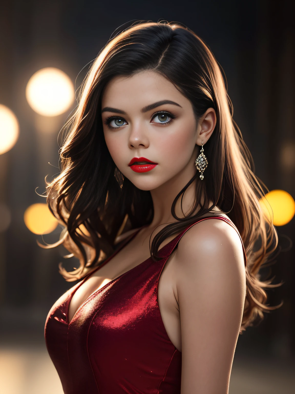 Foto de Georgie Henley, jovem bonita, longos cabelos, em um vestido azul posando para uma foto, Garota sexy, lovely woman, mulher bonita, Beautiful woman, mulher deslumbrante, Pose casual, Beautiful girl , menina atraente, olhar sexy, beautiful young lady, bela imagem, (red lips lipstick), maquiagem elegante, Sunset, estilo por (Steve McCurry), Dispositivo Nikon Z FX, Migalhas EF 70mm, Cinematic lighting, studio backdrop, style long exposure, tipo de tiro longo, cena de cores vibrantes, fotorrealista, Intrinsic, beautiful face, Rosto ultra-detalhado, corpo perfeito, corpo inteiro, Impeccable, Realistic, altamente detalhado, Art Station, trend, piece of master, Rosto realista, pele realista, olhos detalhados, grande arte, ultra realistic n-9 render, 4k, 8k, 16k, 20K, HDR, UHD, 64 mil, perfect lighting, studio lighting, fotorrealista, hyper realistic, symmetrical face, Motor irreal, Bokeh, High Resolution Scanning, fotografia profissional