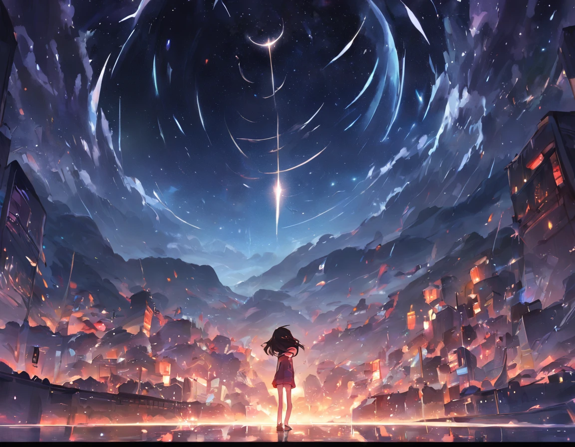 the night,The next quarter of the moon,Ring cloud,Rolling mountains,Sparkling river,Starlight,Empty