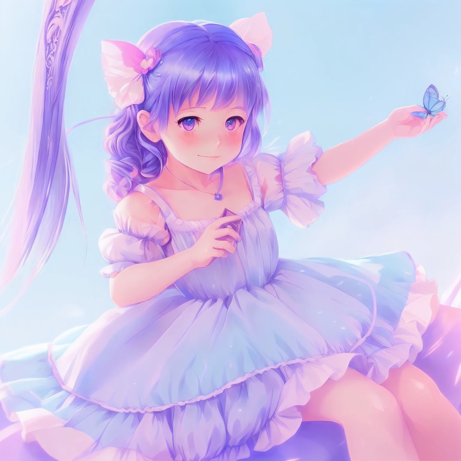 Anime girl with blue eyes and butterfly hair, artwork in the style of guweiz, adorable digital painting, cute detailed digital art, detailed portrait of anime girl, detailed digital anime art, Portrait of Cute Anime Girl, kawaii realistic portrait, highly detailed 4k digital art, stunning anime face portrait, cute anime girl portrait, portrait anime girl, Beautiful anime portrait