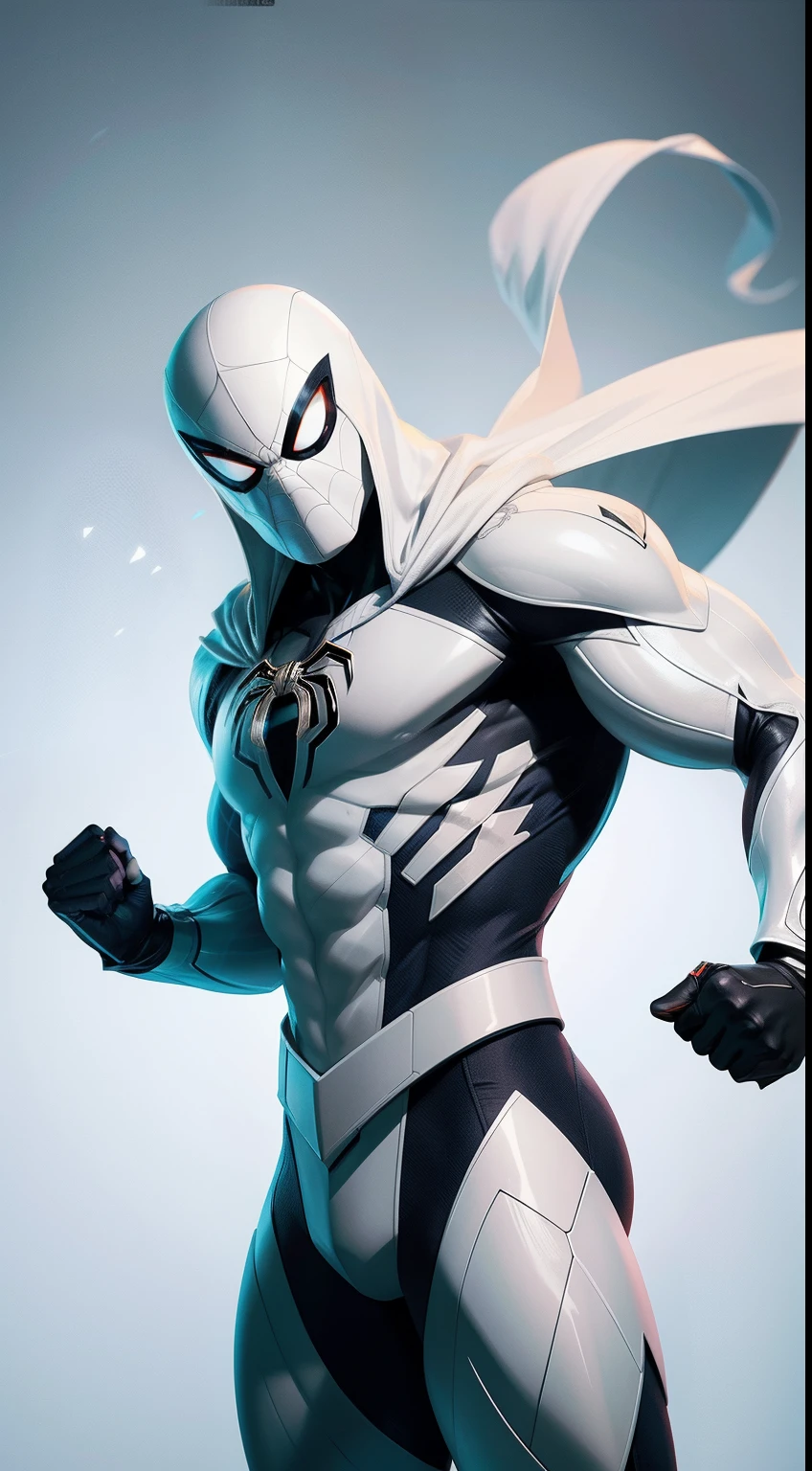 Ghost-Spider от Marvel Comics, fantasy setting, Dynamic poses, whitebackground, Character concept, character art, Character portrait, tmasterpiece, beste-Qualit, best resolution, 8K