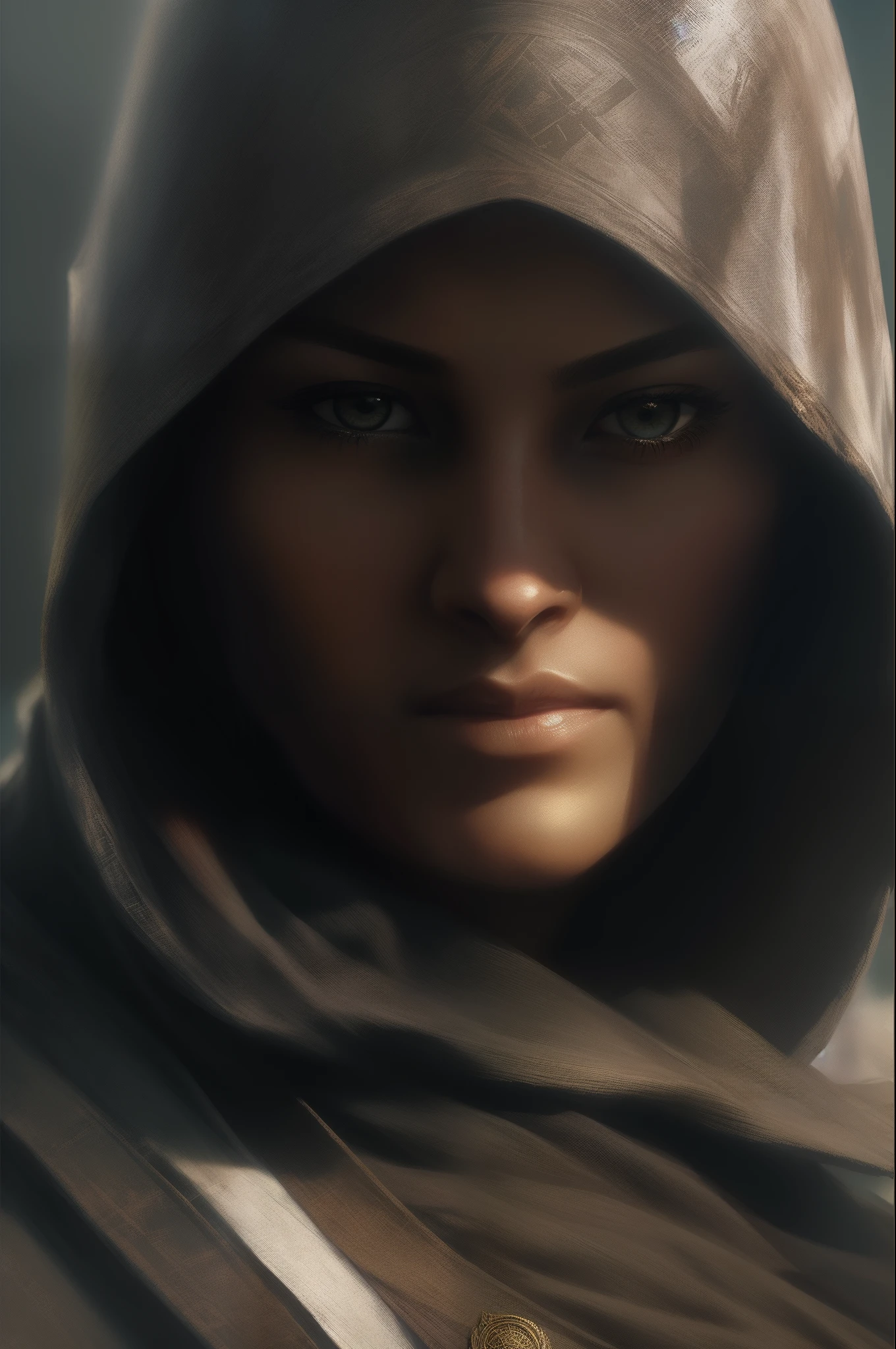 Assassin's Creed Mirage,VHS effect,(poster for:1.6),poster on wall,Nostalgia,filmposter,Western film(skin textures),intricately details,finely detailled,Hyper-detailing,Ray traching,sub surface scattering,diffused soft lighting,shallowdepthoffield,author:(Oliver Waite) CGSociety trends,复杂,high detal,Sharp focus,dramatics,The art of realist painting by Greg Rutkowski