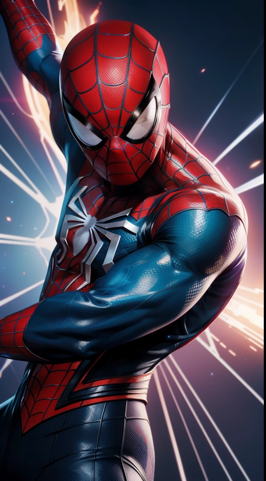 Cosmic Spider-Man от Marvel Comics, fantasy setting, Dynamic poses, whitebackground, Character concept, character art, Character portrait, tmasterpiece, beste-Qualit, best resolution, 8K