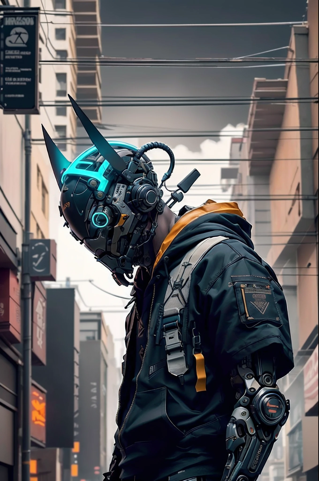 (obra maestra, plano de cuerpo completo, Intricate raw photography)Ciudadano cyberpunk, Oversized extra asymmetrical black hoodie, pantalones cargo negros, ropa negra, oscura, tactical gloves, el lleva puesto un cyberhelmet futurista color negro de alta tecnologia, brillante, algo parecido a daftpunk,  muy intrincado, Small LED details, Advanced technology closed helmet, ambiente oscuro, dramatico, luz y sombra, ((Kinematic, Black neon,))  action film, nitidez, neon-noir ciudad moderna, street neon lights, calle oscura, noche, foto de Insta, Photo of the Year, Epic resolution, Epic Quality, Epic sharpness, Intrincada epopeya,urban techwear,Reelmech