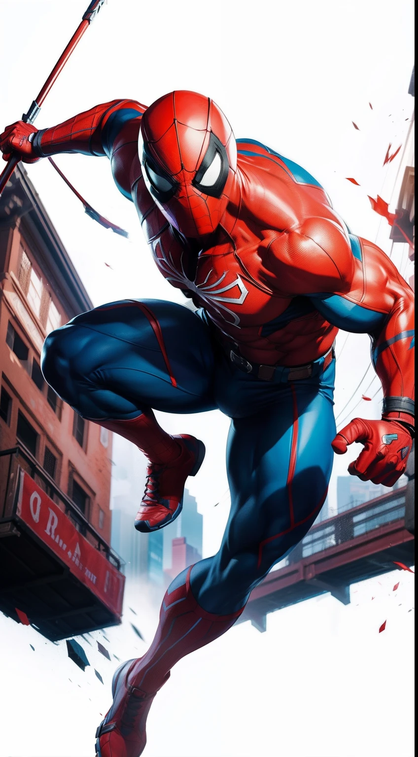 Scarlet Spider от Marvel Comics, fantasy setting, Dynamic poses, whitebackground, Character concept, character art, Character portrait, tmasterpiece, beste-Qualit, best resolution, 8K
