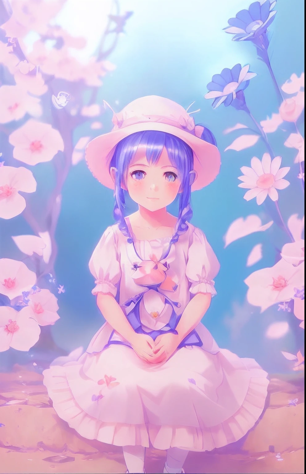 Anime girl with blue eyes and butterfly hair, artwork in the style of guweiz, adorable digital painting, cute detailed digital art, detailed portrait of anime girl, detailed digital anime art, Portrait of Cute Anime Girl, kawaii realistic portrait, highly detailed 4k digital art, stunning anime face portrait, cute anime girl portrait, portrait anime girl, Beautiful anime portrait