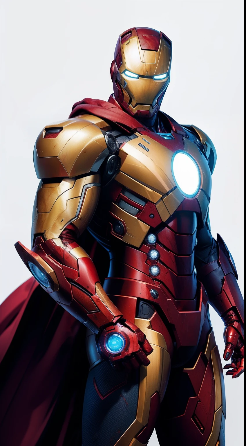 Zombie Iron Man от Marvel Comics, fantasy setting, Dynamic poses, whitebackground, Character concept, character art, Character portrait, tmasterpiece, beste-Qualit, best resolution, 8K