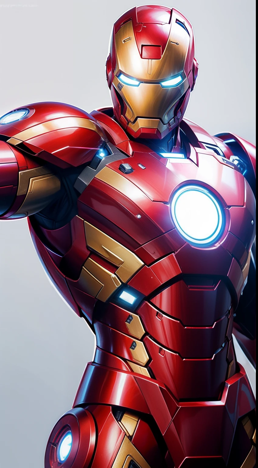 Superior Iron Man от Marvel Comics, fantasy setting, Dynamic poses, whitebackground, Character concept, character art, Character portrait, tmasterpiece, beste-Qualit, best resolution, 8K