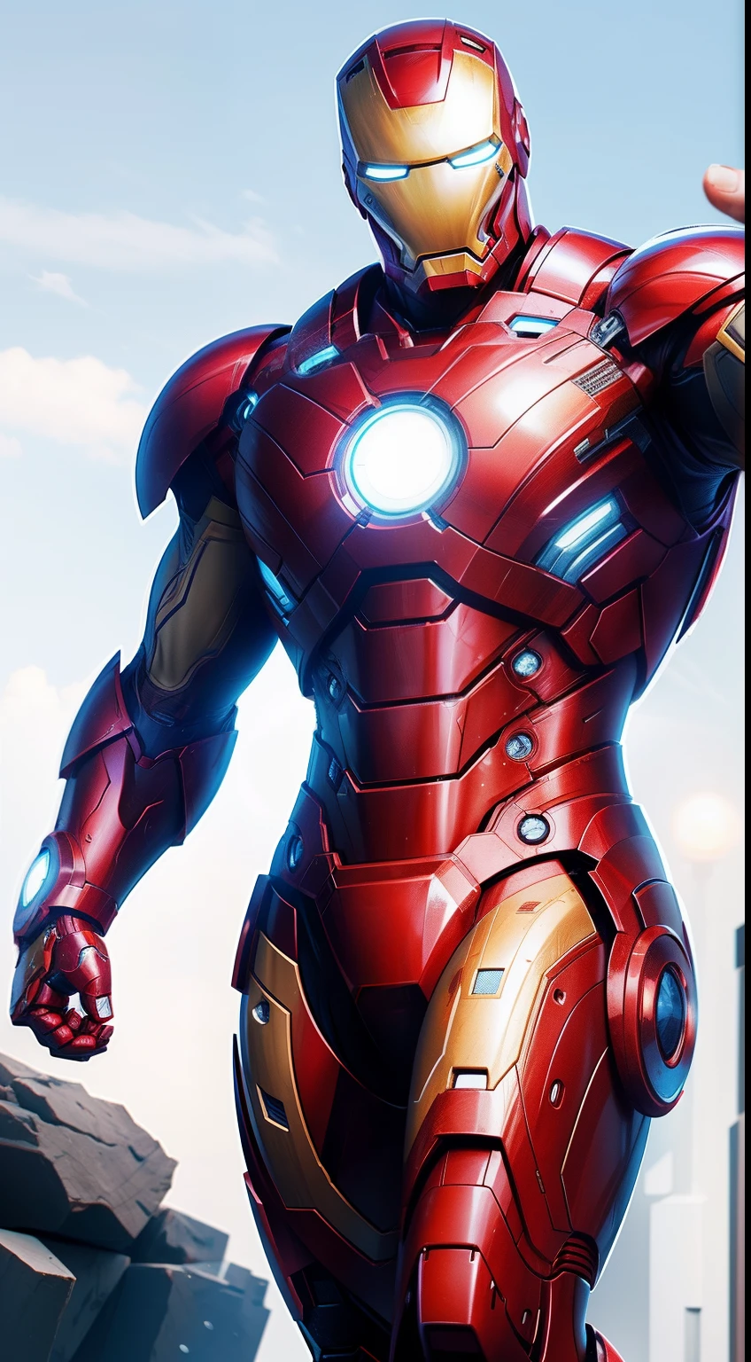 Superior Iron Man от Marvel Comics, fantasy setting, Dynamic poses, whitebackground, Character concept, character art, Character portrait, tmasterpiece, beste-Qualit, best resolution, 8K