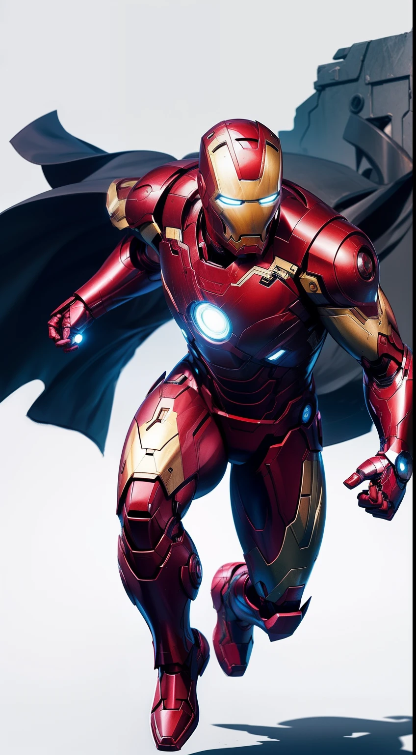 Iron Man Noir от Marvel Comics, fantasy setting, Dynamic poses, whitebackground, Character concept, character art, Character portrait, tmasterpiece, beste-Qualit, best resolution, 8K
