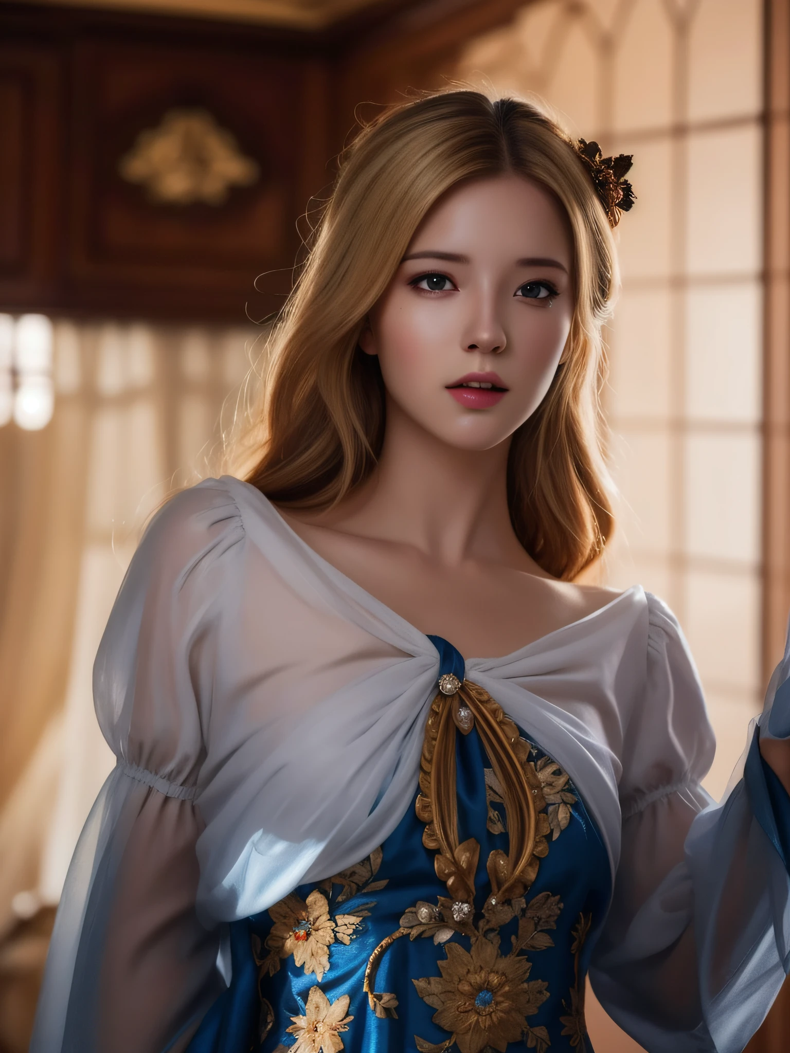 (hyperrealistic), (illustration), (high resolution), (8K), (extremely detailed), (best illustration), (beautiful detailed eyes), (best quality), (ultra-detailed), (masterpiece), (wallpaper), (photorealistic), (natural light), (rim lighting), (detailed face), (high detailed realistic skin texture), (anatomically correct), (solo), (1 girl), (high detailed realistic hair), (blonde hair:1.2), (heterochromic eyes), (detailed golden eyes), (small moles under the eyes), (realistic big breasts:1.5), (exposed nipple breasts:1.3), (long legs), (slender abs), (dynamic pose), (closed mouth:1.3), nsfw,