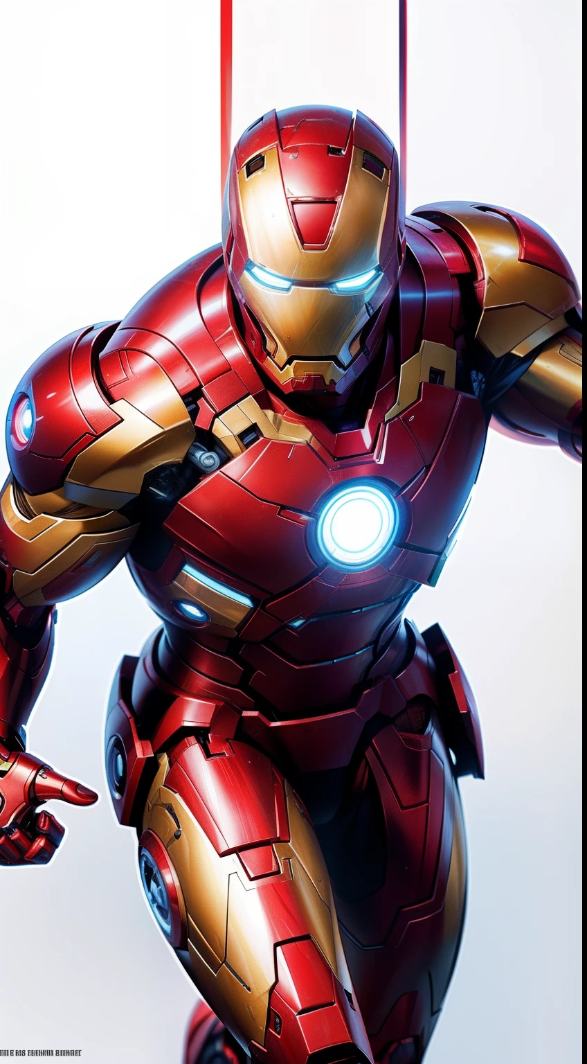 Ultimate Iron Man от Marvel Comics, fantasy setting, Dynamic poses, whitebackground, Character concept, character art, Character portrait, tmasterpiece, beste-Qualit, best resolution, 8K
