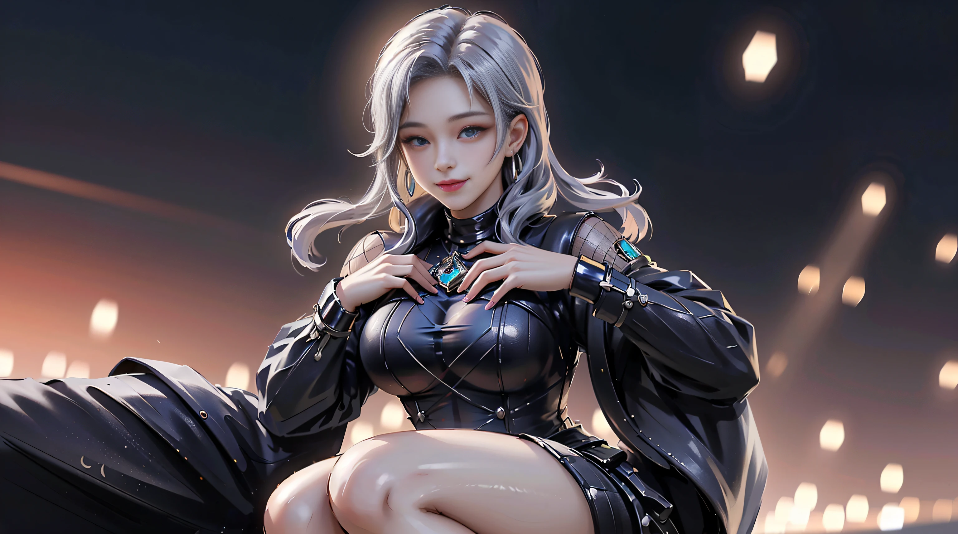 ((Realistic light、top-quality、8K、​masterpiece:1.3))、selfy、1girl in、A pretty woman with perfect figure:1.4、Lying,seducting smile, full body Esbian, (Delicate hands), (Ultra detailed hands), (Perfect hands)