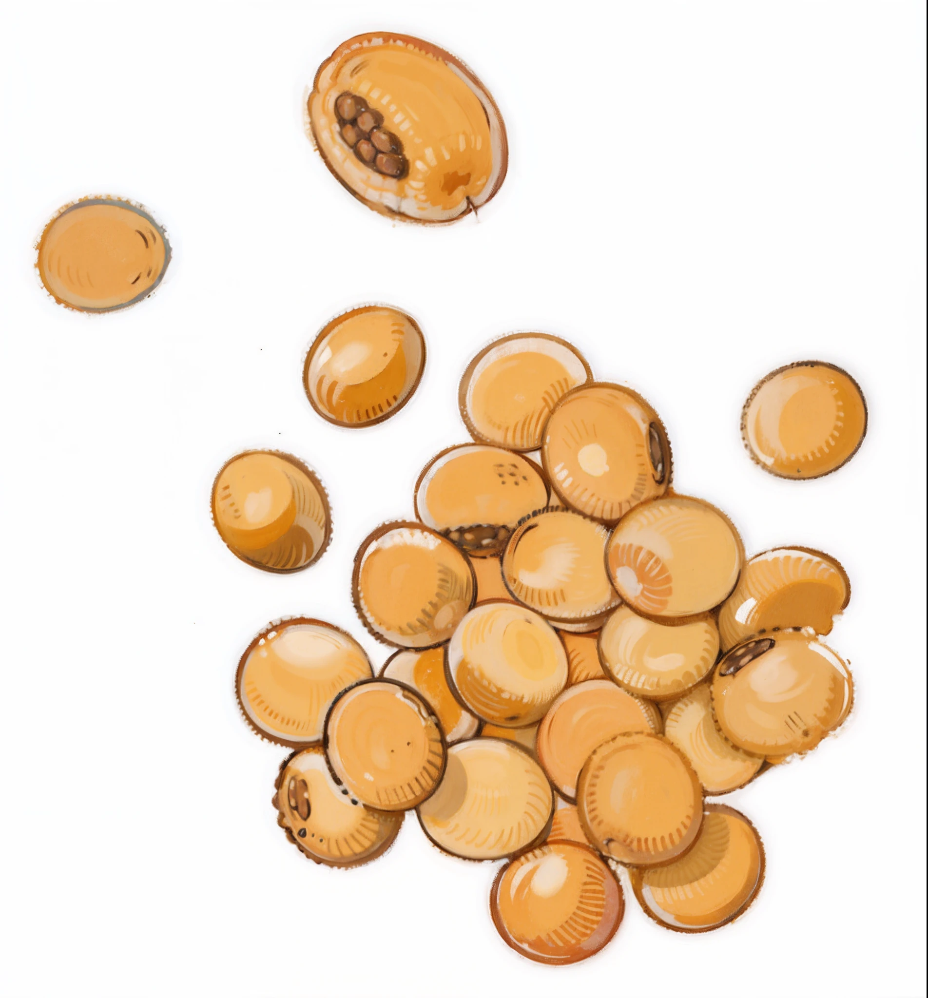 Arafeld image of a pile of beans and a pile of beans, peanuts, Beans, an illustration of, seeds, A illustration, golden raito, Pick up a can of beans, author：Gavin Hamilton, spot illustration, author：Masao Maeda, artist rendition, a digital rendering, soyjack, Warm shadows, Color illustration, high grain, Digital illustration, potatoes