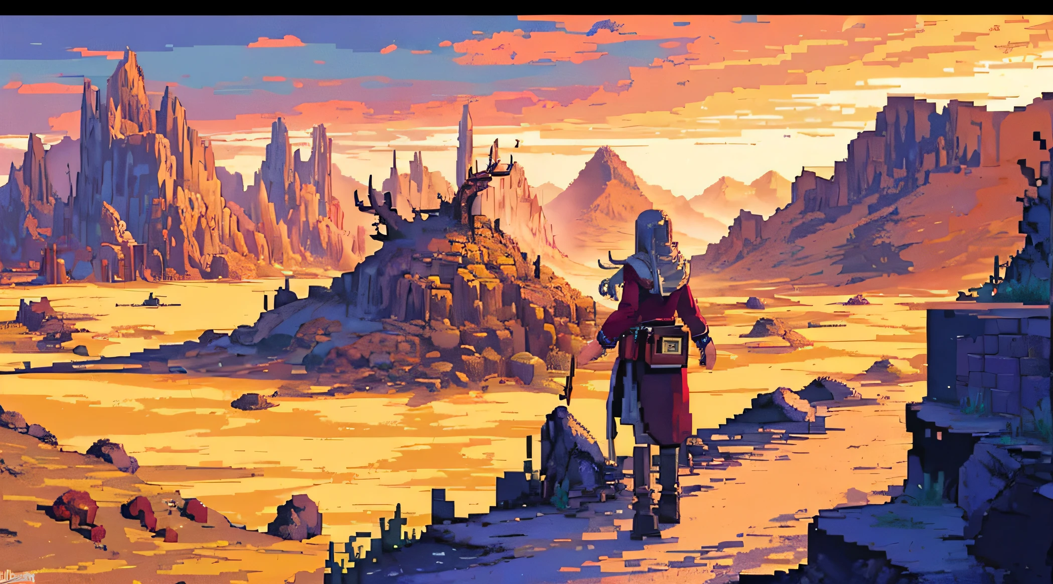 （tmasterpiece），（best qualtiy），
 pixelart，westward，wasteland，Faraway view，elk