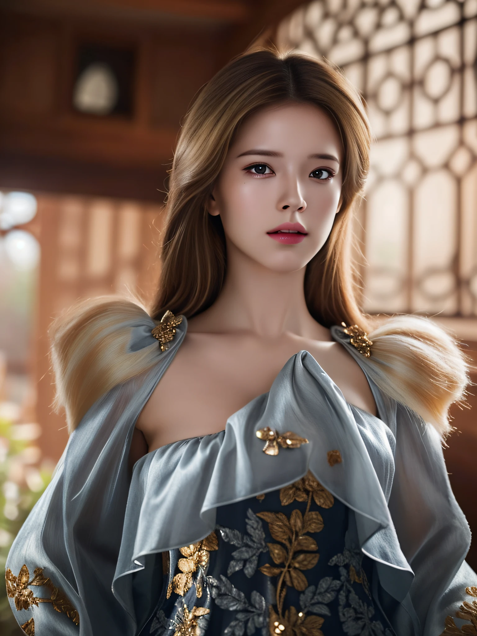 (hyperrealistic), (illustration), (high resolution), (8K), (extremely detailed), (best illustration), (beautiful detailed eyes), (best quality), (ultra-detailed), (masterpiece), (wallpaper), (photorealistic), (natural light), (rim lighting), (detailed face), (high detailed realistic skin texture), (anatomically correct), (solo), (1 girl), (high detailed realistic hair), (blonde hair:1.2), (heterochromic eyes), (detailed golden eyes), (small moles under the eyes), (realistic big breasts:1.5), (exposed nipple breasts:1.3), (long legs), (slender abs), (dynamic pose), (closed mouth:1.3), nsfw,