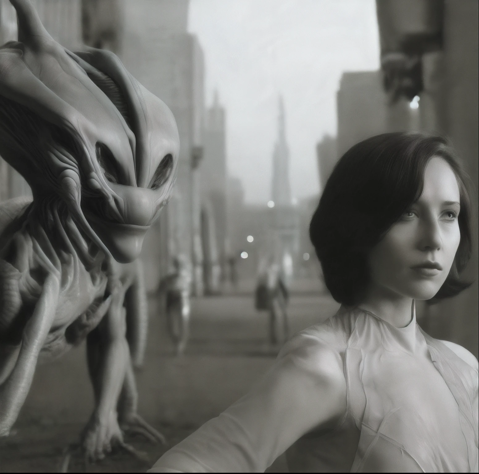 Shortly before the female alien took on human form.