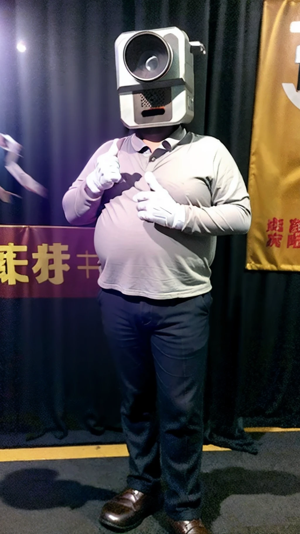 1male, Luigi CAMERAOTOKO, very fat, standup, grown up