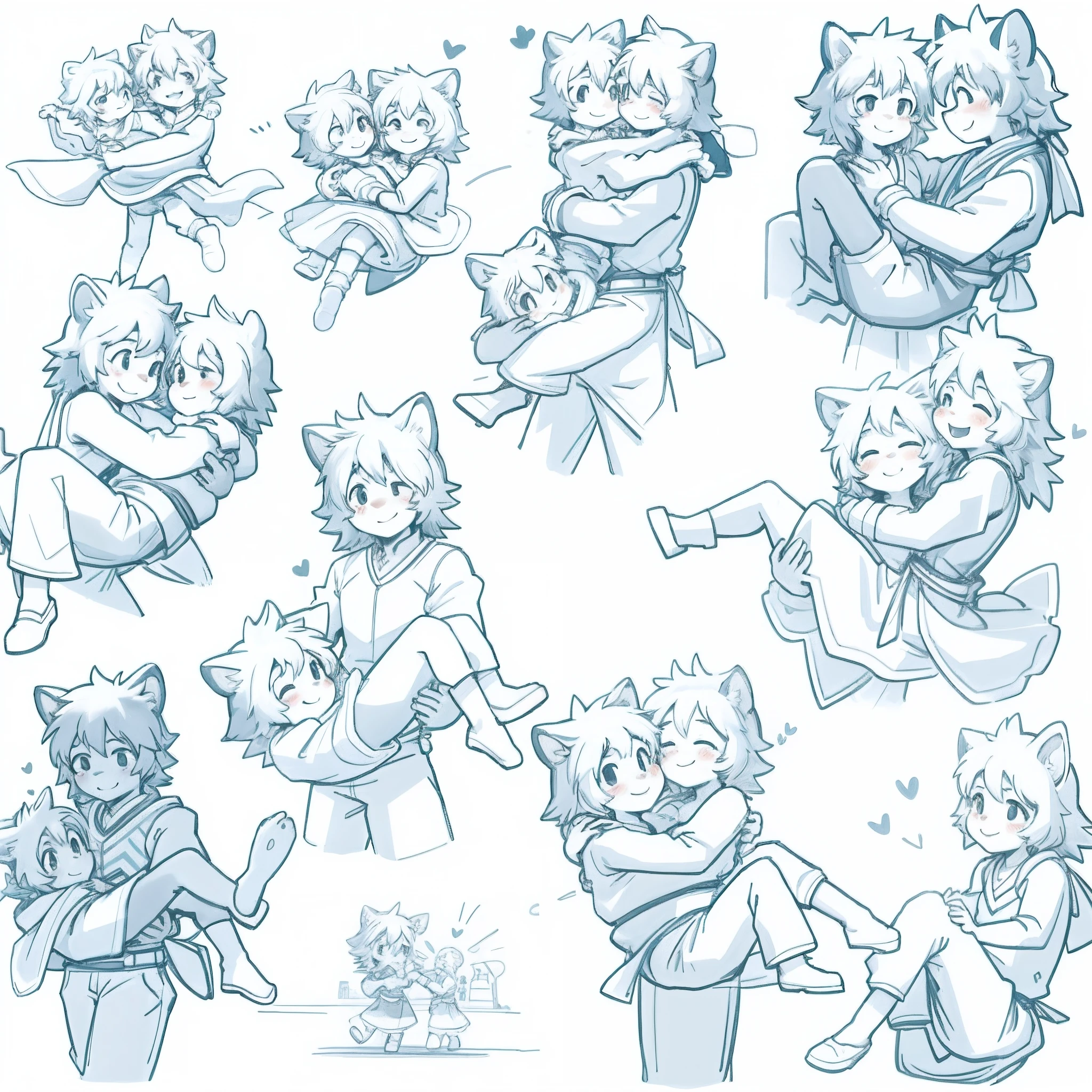 Child girl, animal creatures, love romance, smile, joyful, play with, Princess carry, piggyback, assorted poses, hugs, smile, happy, assorted angles, assorted facial expression, full body,