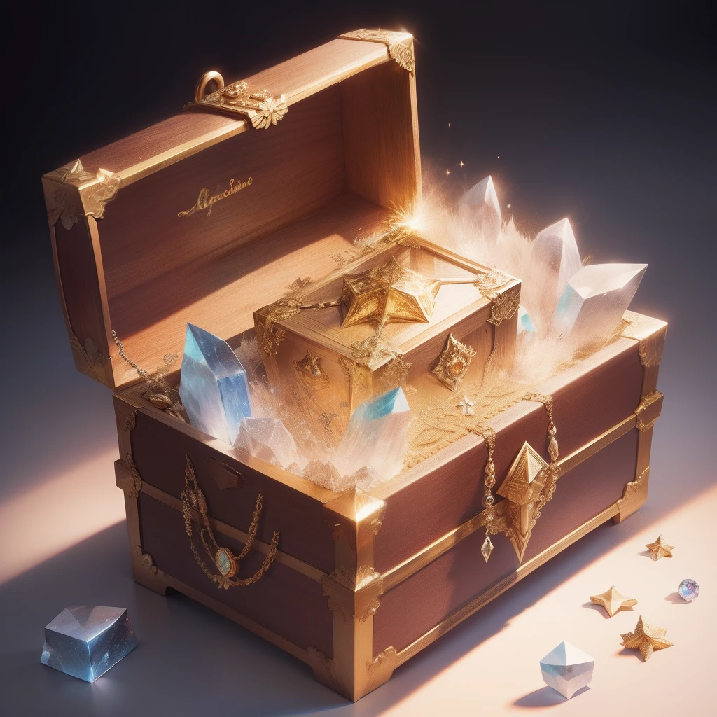 treasure chests，Magical chests，Diamond setting，Crystal stone setting，Complex design，Complex textures，(((complicated decoration)))