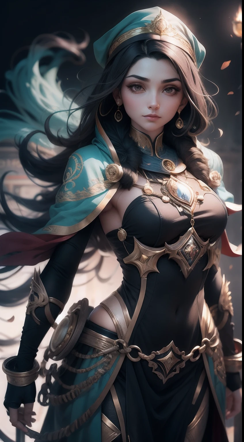 ((best quality)), ((masterpiece:1.2)), (extremely detailed:1.1), (8k, high quality, cinematic, hyper realistic, illustration), (autodesk maya, octane render, unreal engine, game character, ray tracing, hdr), (35mm focal length, f/2 aperture, dynamic perspective, depth of field),(1girl, dynamic angle), the most beautiful form of chaos, a brutalist designed, vivid colours, (zentangle, mandala, tangle, entangle), (fractal art), silk web, 3d, realistic, CG, 3D model, beautiful, elegant, confident, (hdri, bloom, rim lighting, soft lighting, low key), delicate\(armor\) wizard robe