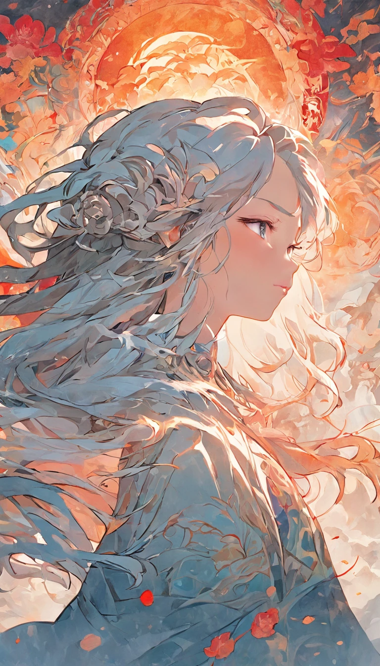 (White background:1.4),(Silhouette of a girl's head, Eyes closed, colorfull long hair, Oriental elements),(Chinese illustration:1.3,paper art:1.3, Quilted paper art:1.2),( reasonable design, Clear lines, High sharpness,Best quality, Very detailed, Masterpiece, movie light effect, 4K )