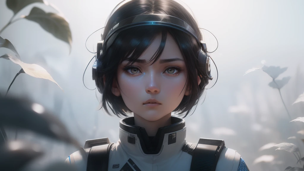 Overhead shot, (Pray for the tomboy:1.5) in a desert, Perfect female face, With gray eyes, Skinny, Space Force camouflage mesh tight T-, Blend ginger stripes, black and dark cuts, Spotted uniform, primitive, Sony Alpha A9 II, 24-105 mm f/4, hdr