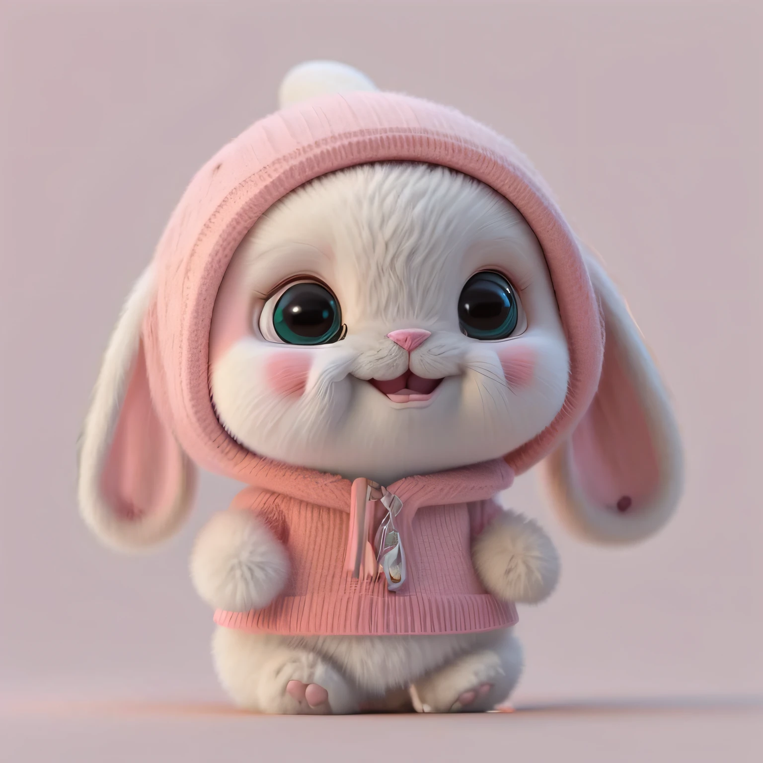 Cartoon bunny with pink hat and pink sweater, Cute cartoon character, cute anthropomorphic bunny, cute character, adorable digital art, lovely digital painting, Cute detailed digital art, cute 3 d render, Cartoon Cute, ultrarealistic sweet bunny girl, the bunny has pink fur, Cute cartoon, cute cute, edgBunny_Character, an animated character, Pink iconic characters 4K