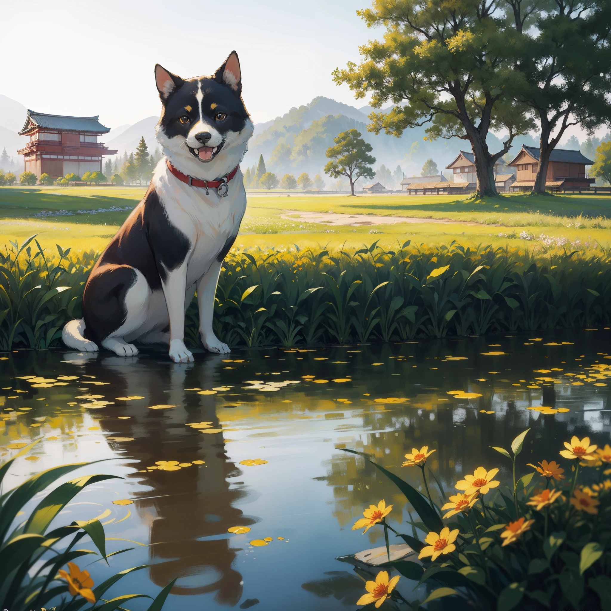 Cats with missing stretches:1.8,Relaxing Shiba Inu:1.8,Shiba dog:1.8,Scenery of the old Japan,Japanese houses:1.8,rice paddy:1.8,Japan countryside:1.8,Plowing the field:1.8,dynamic angle,low angle,full body shot,medium shot,Countryside,landscape in Japan:1.8,Landscape painting,no humans:1.8,4K, (Raw photo: 1.2), (Realism: 1.4), (masutepiece: 1.3), (exquisite detailing: 1.2), Delicate and beautiful details, (Eye Detail), (Facial Detailed), (Highest Quality) :1.4), (Hyper-Resolution: 1.2), cinematric light, (very detailed illustration), (Best Quality, Super Resolution, depth of fields, Wide light, natural shadows