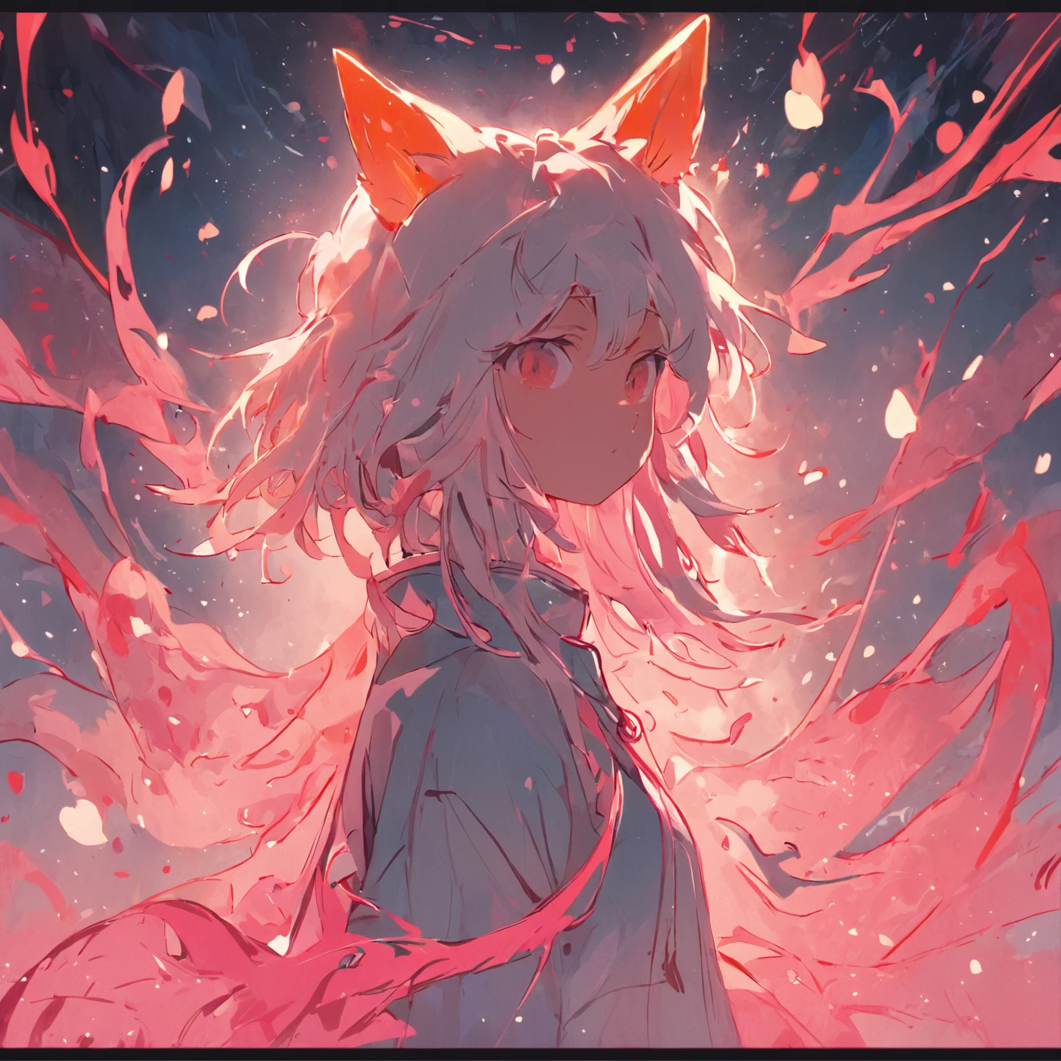 (fundo branco:1.4),(Silhouette of a girl's head, Olhos fechados, cabelos longos rosa, orelhas kitsune, raposa, Elementos Orientais),(Chinese illustration:1.3,arte em papel:1.3, Arte em papel acolchoado:1.2),( Reasonable design, linhas claras, alta nitidez,best quality, Very detailed, master part, Efeito de luz do filme, 4k )