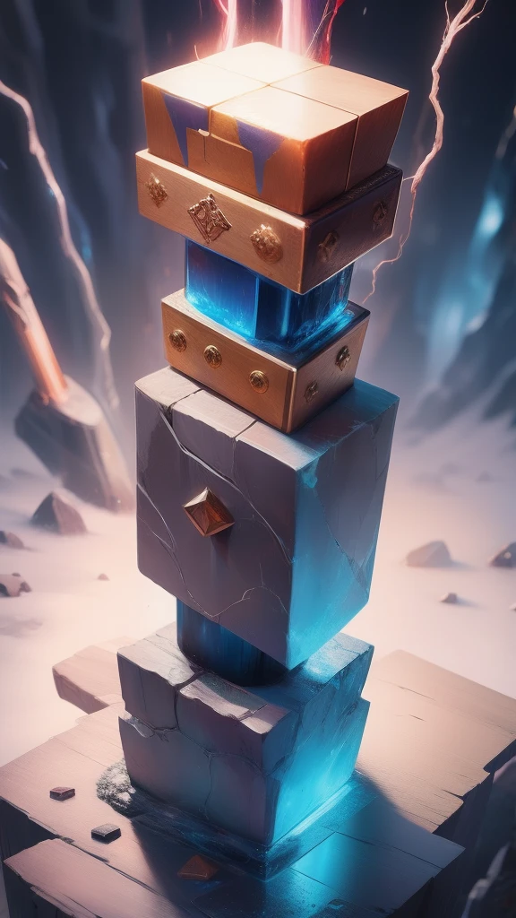 (((hammer))),Thor's hammer,With lightning,Surprising textures,complicated decoration,crystal