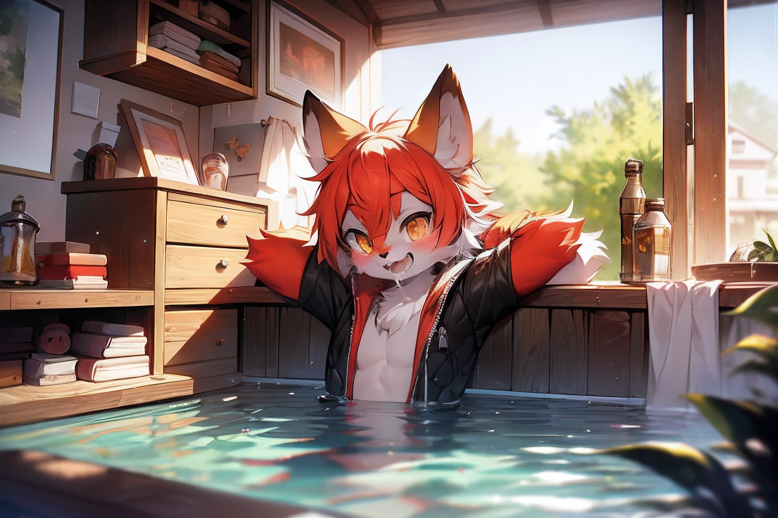 (by dagasi: 1.1), BREAK, Masterpiece, High Resolution, 8k, Detailed Background, High Quality, BREAK, ((pale yellow fur, red hair, black sclera, yellow eyes, fluffy, detailed fur ,)) fur, break, male, humanoid,  dick exposed , balls exposed, bath, toddler, bathhouse, (solo), topless, bottomless, (blissful mouth),(seductive),(lust),(half Body Shadow),delicate muscle line,(detailed bulge:1.3),(erection under clothes:1.4),(flaccid:0.5),(unretracted_foreskin:1.0),(animal_:0.5),(_tip:1.0),(leaking_cum:1.3). BREAK ultra-detailed,(nsfw:1.4),colored digital line art,photorealistic,(flat color:1.2),thick outlines,(limited palette:1.1),game cg,(3D:1.2),(photorealistic:1.2),(masterpiece,best quality,great,highly detailed CG unity 8k wallpaper,super fine illustration:1.2),extremely detailed,volumetric lighting,best shadows,(depth of field,particles of light,cinematic lighting:1.1),wind lift,speed lines,official art. BREAK (by lindong:1.25),(by blotch:1.25),(by mamaduo:1.1),(by cydonia xia:1.1),(by telson:1.1),(by taran fiddler:1.1),(by kilver:1),(by oxfort2199:1),(by syuro:1.2),(by s1m:1.2). BREAK bright colors,shaded,countershading,high contrast,photography \(artwork\),(realistic:1.2),(hi res,absurd res:1.2),perfect anatomy,anatomically correct,detailed,detailed face,detailed eyes,(realistic fur,detailed fur:1.25),detailed background,amazing background.