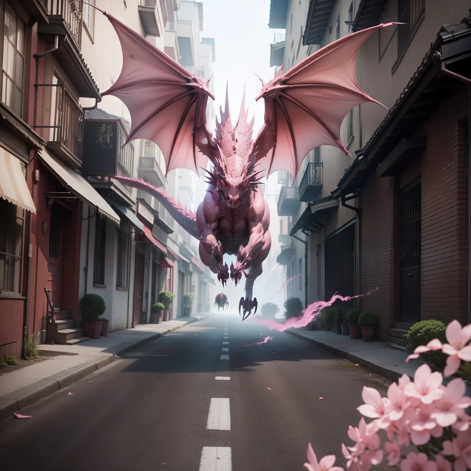 pink-Dragon chasing something, high quality photo, from CCTV footage --style raw --ar 2:3 --w 200